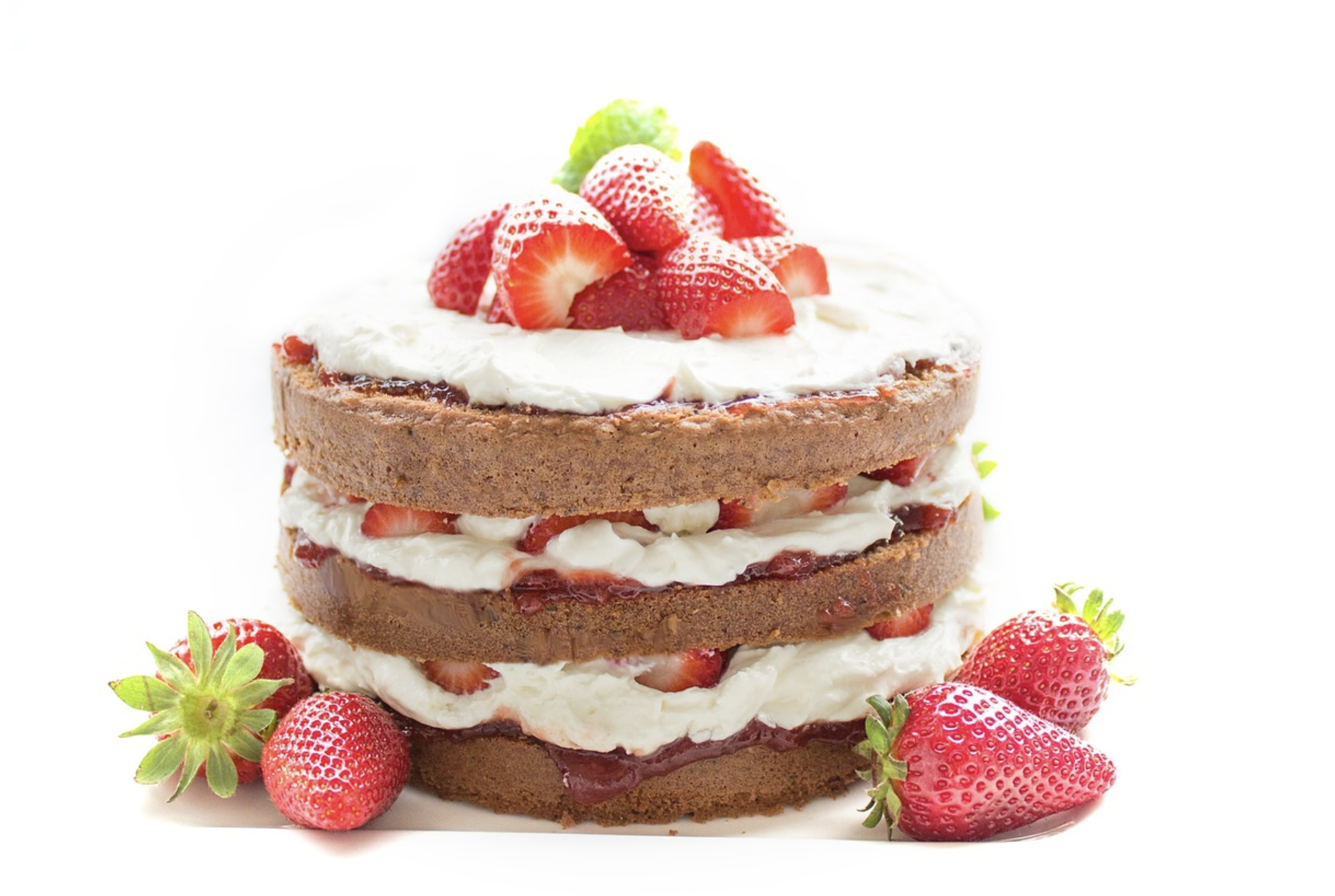 cake with strawberry toppings