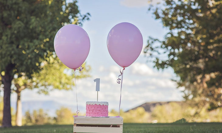 Happy birthday cake with baloons